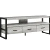 Tv Stand, 60 Inch, Console, Media Entertainment Center, Storage Drawers, Living Room, Bedroom, Grey Laminate, Black Metal, Contemporary, Modern