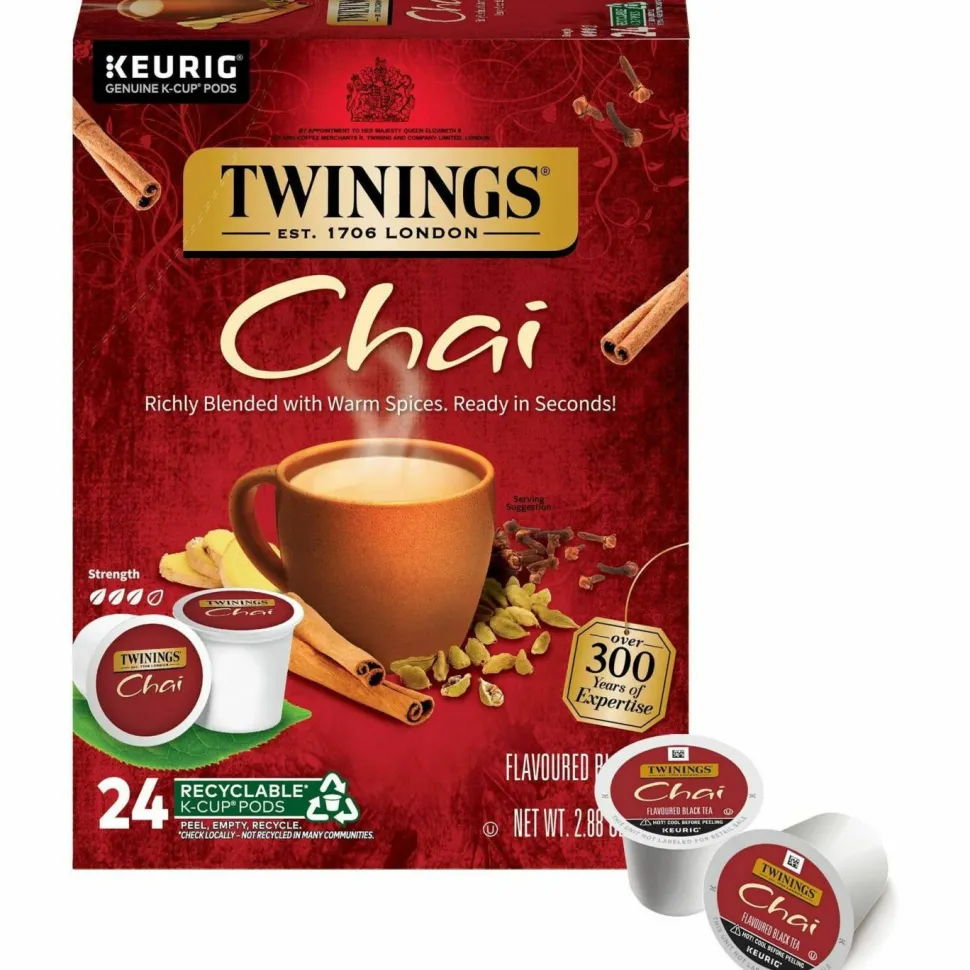 Twinings Chai Tea Keurig K-Cup Pods, 0.11 Oz, 24/Box