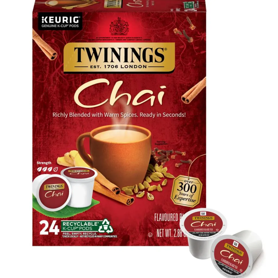 Twinings Chai Tea Keurig K-Cup Pods, 0.11 Oz, 24/Box
