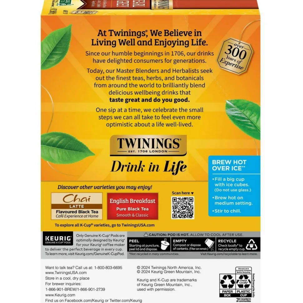 Twinings Earl Grey Tea, Keurig K-Cup Pods, 24/Box
