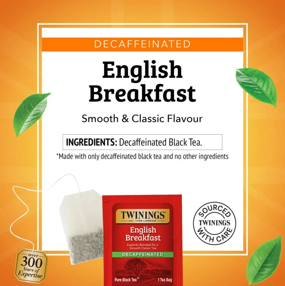 Twinings English Breakfast Decaf Tea Bags, 25/Box