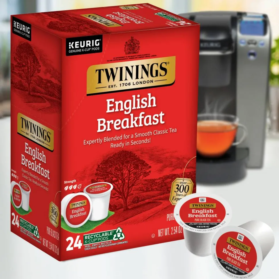 Twinings English Breakfast Tea, Keurig K-Cup Pods, 24/Box