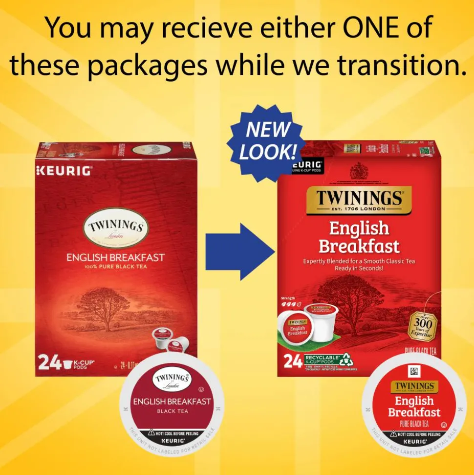 Twinings English Breakfast Tea, Keurig K-Cup Pods, 24/Box