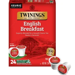 Twinings English Breakfast Tea, Keurig K-Cup Pods, 24/Box
