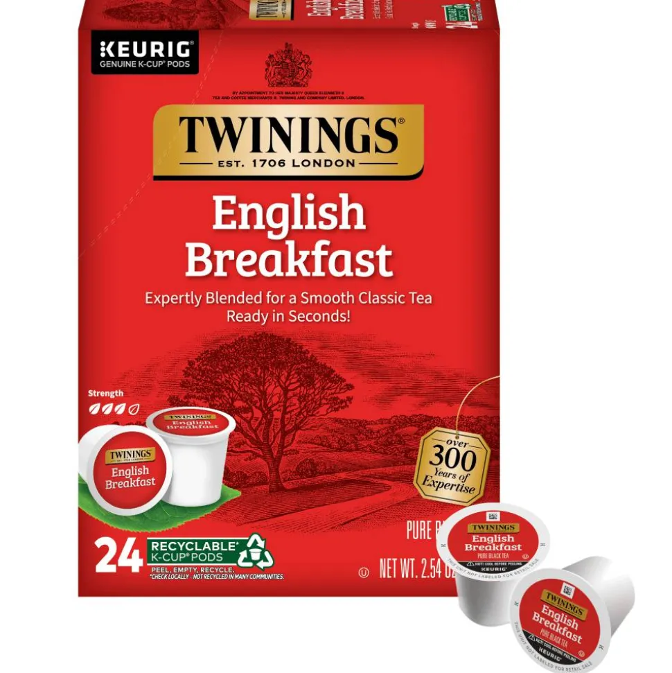 Twinings English Breakfast Tea, Keurig K-Cup Pods, 24/Box