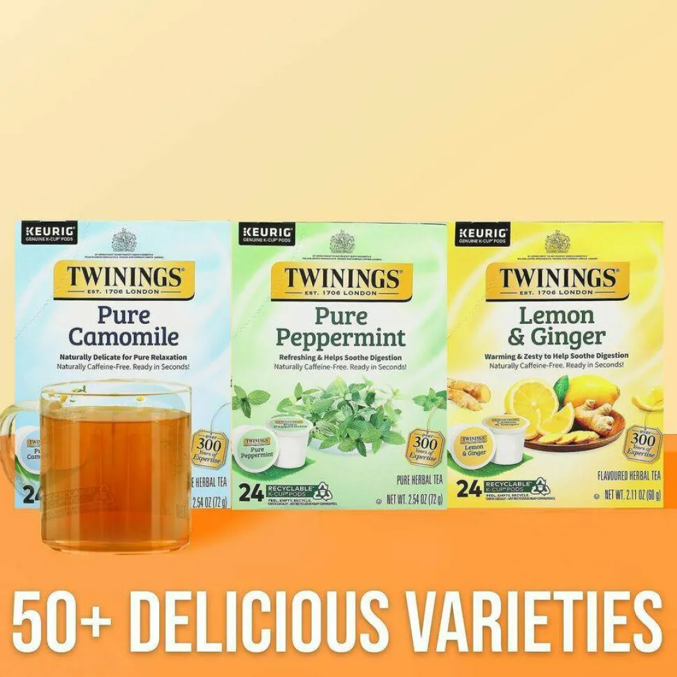 Twinings Pure Peppermint Tea, Keurig K-Cup Pods, 24/Box