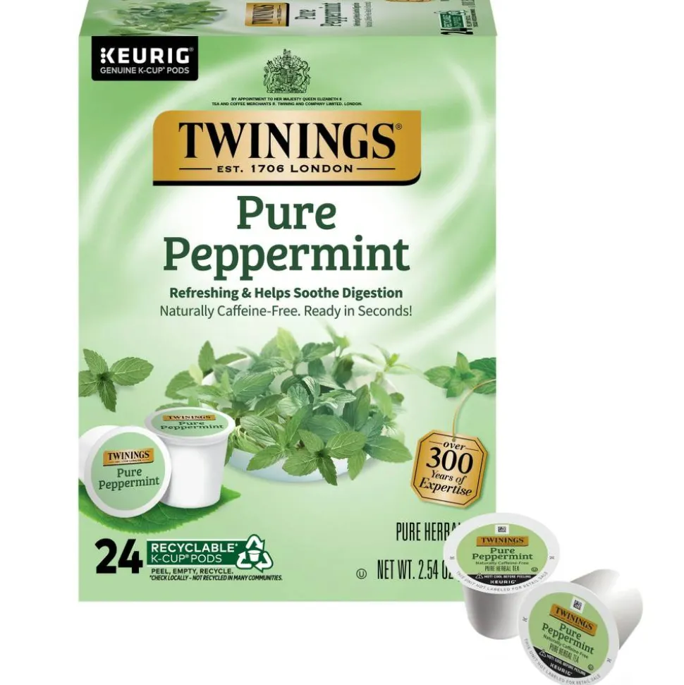 Twinings Pure Peppermint Tea, Keurig K-Cup Pods, 24/Box