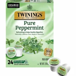 Twinings Pure Peppermint Tea, Keurig K-Cup Pods, 24/Box