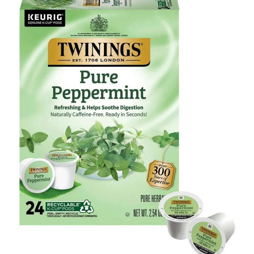 Twinings Pure Peppermint Tea, Keurig K-Cup Pods, 24/Box