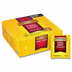 TWININGS Tea Bags, Earl Grey, Individually Wrapped, 100/Carton