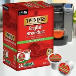 TWININGS Tea K-Cups, English Breakfast Decaffeinated Tea, 0.11 oz K-Cups, 24/Box