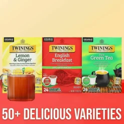 TWININGS Tea K-Cups, English Breakfast Decaffeinated Tea, 0.11 oz K-Cups, 24/Box