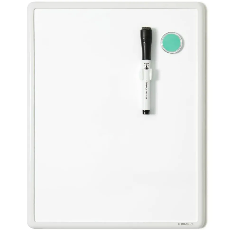 U Brands Contempo Magnetic Dry-Erase Board, 14" X 11", White Plastic Frame (252U00-04)