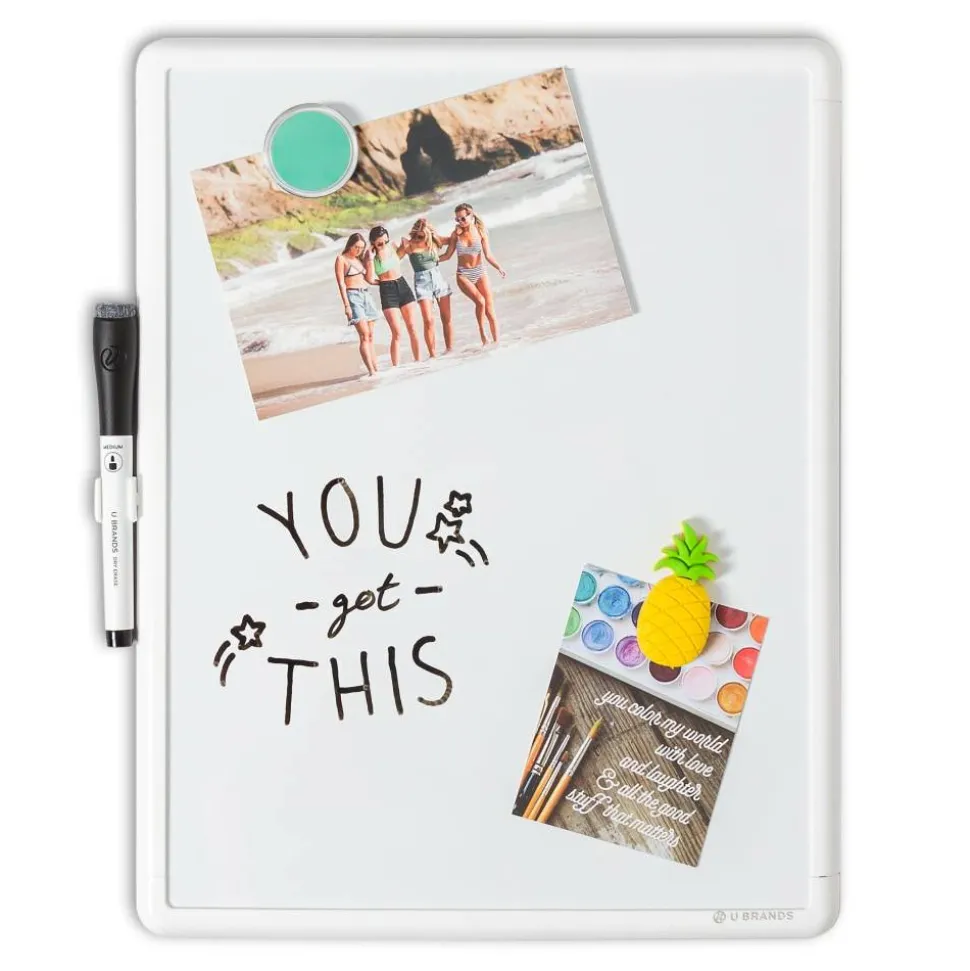 U Brands Contempo Magnetic Dry-Erase Board, 14" X 11", White Plastic Frame (252U00-04)