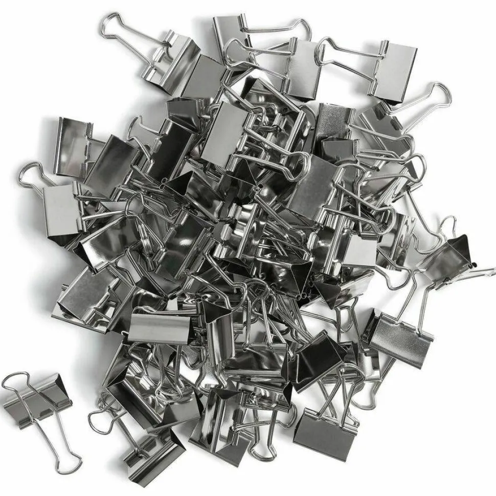 U Brands Binder Clips, Medium, Silver, 72/Pack