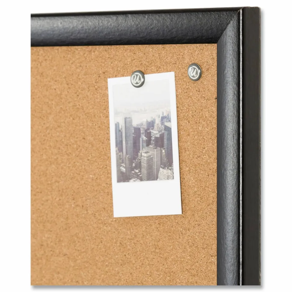 U Brands Cork Bulletin Board, 36" x 24" (Actual Size: 35" x 23"), Tan Surface, Black Wood Frame