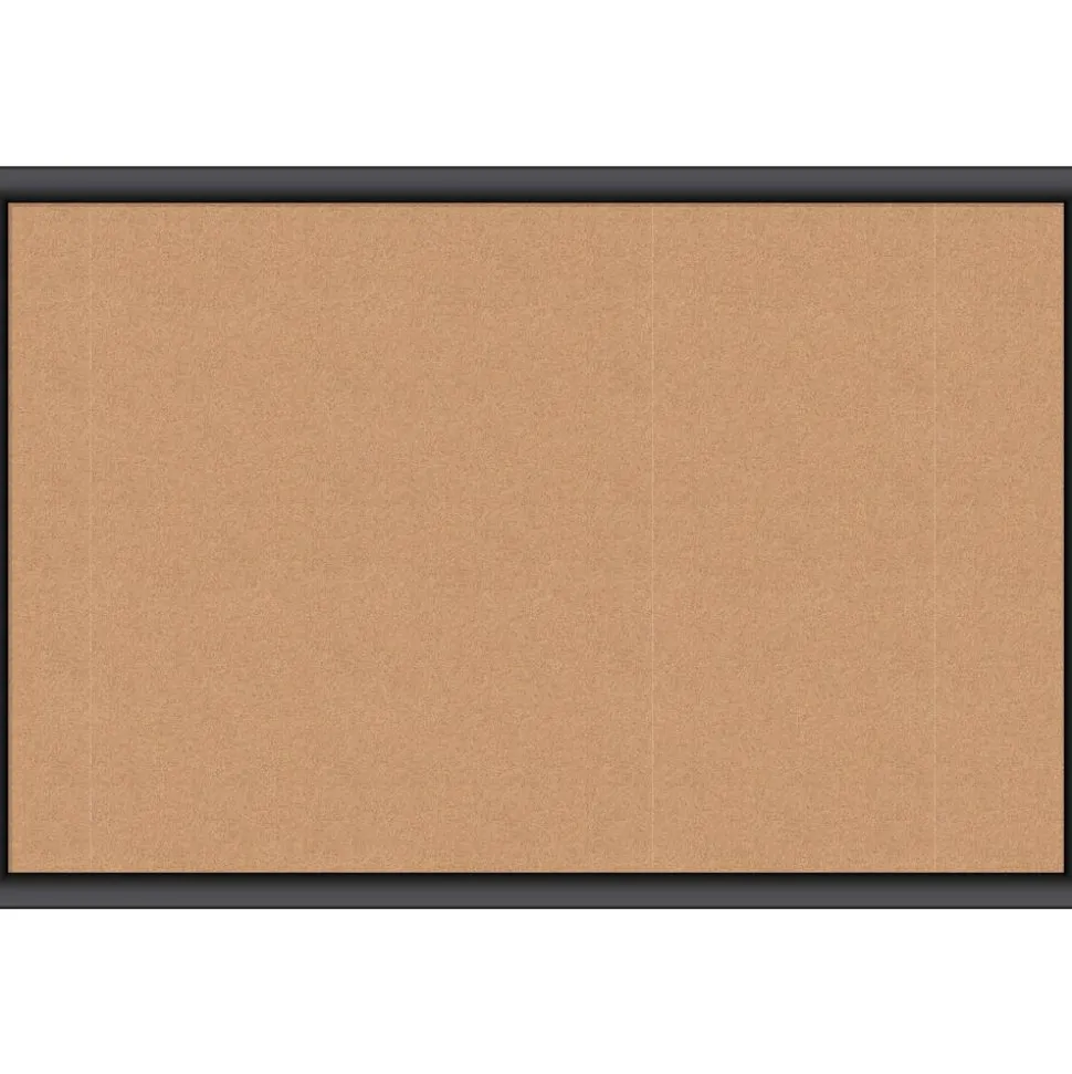 U Brands Cork Bulletin Board, 36" x 24" (Actual Size: 35" x 23"), Tan Surface, Black Wood Frame