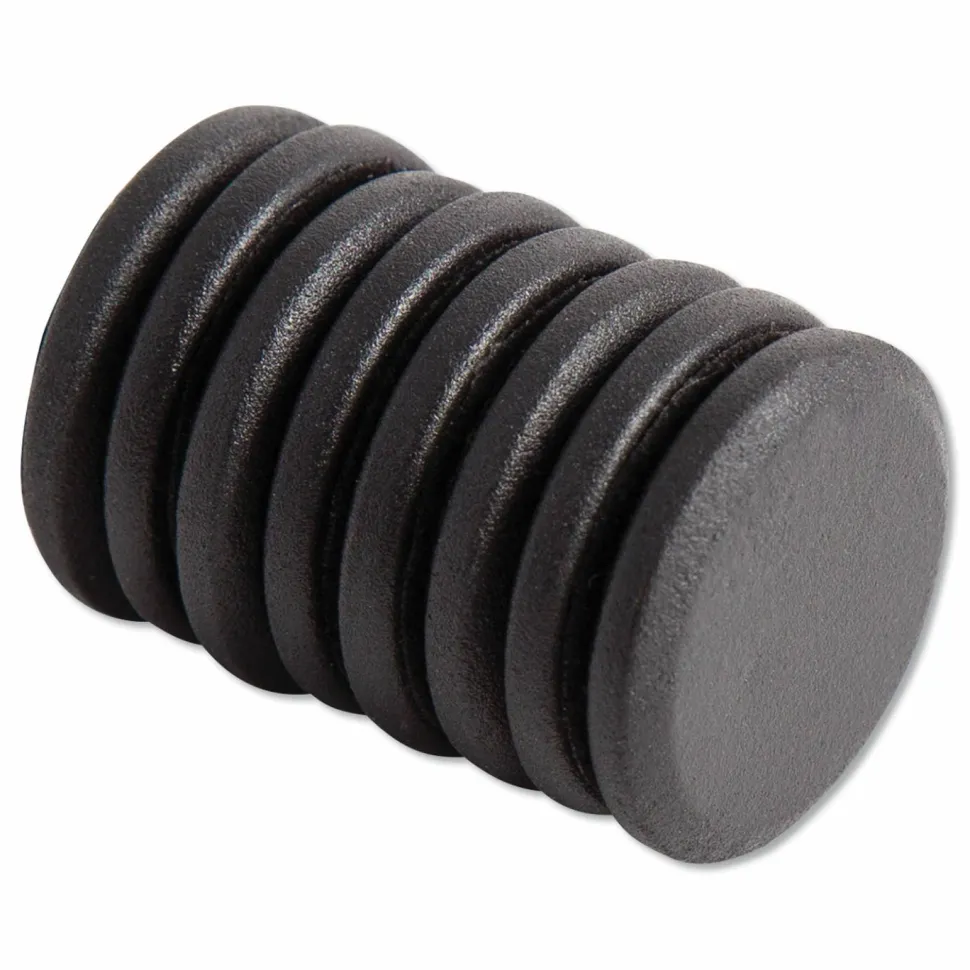 U Brands High Energy Magnets, Circles, 1.25" Diameter, Black, 8/Pack