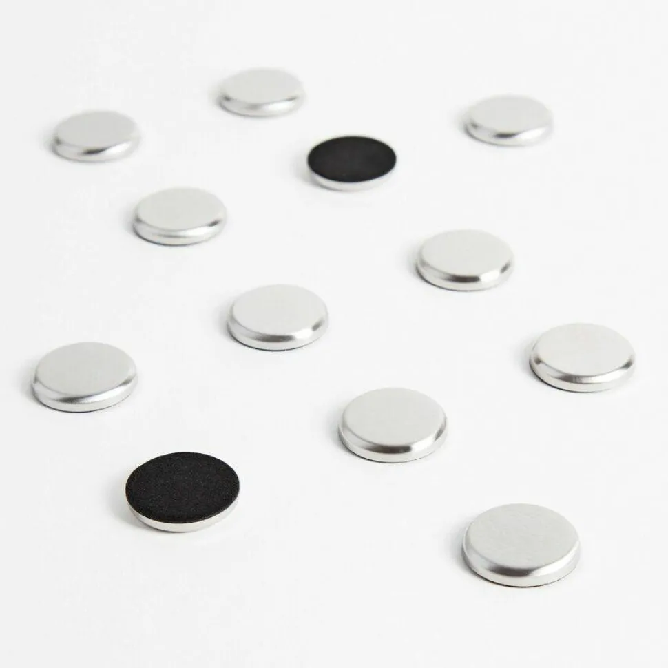 U Brands High Energy Magnets, Circles, 1.25" Diameter, Silver, 12/Pack
