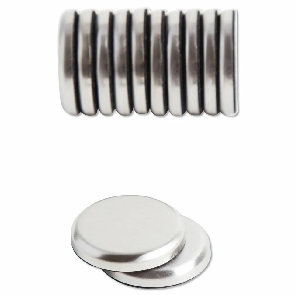 U Brands High Energy Magnets, Circles, 1.25" Diameter, Silver, 12/Pack