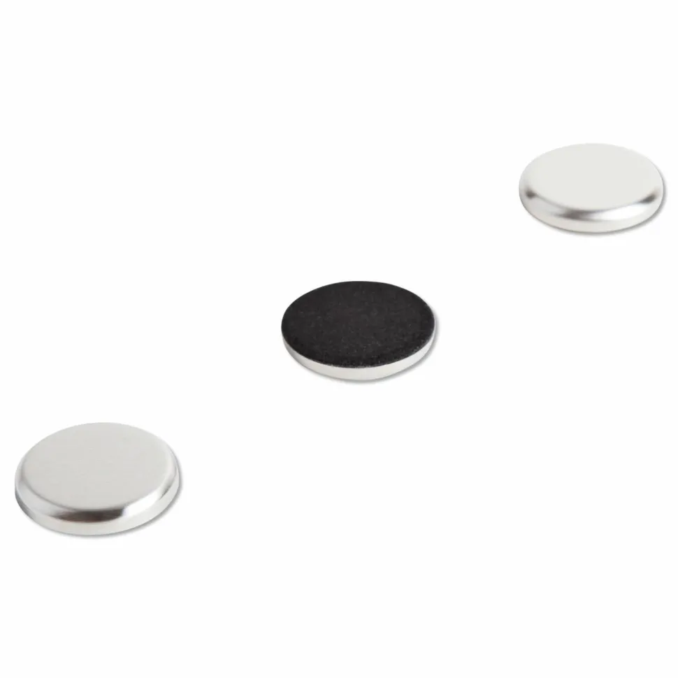 U Brands High Energy Magnets, Circles, 1.25" Diameter, Silver, 12/Pack