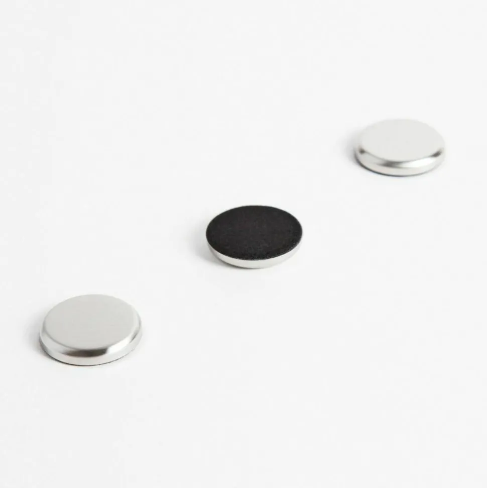 U Brands High Energy Magnets, Circles, 1.25" Diameter, Silver, 12/Pack