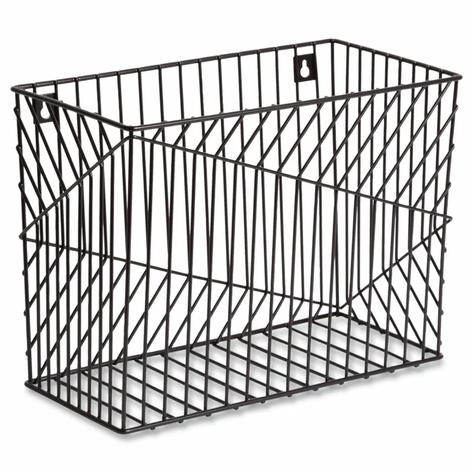 U Brands Vena Hanging File Basket, Letter Size, 6.85" Long, Black