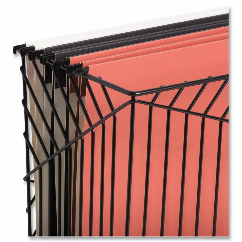 U Brands Vena Hanging File Basket, Letter Size, 6.85" Long, Black
