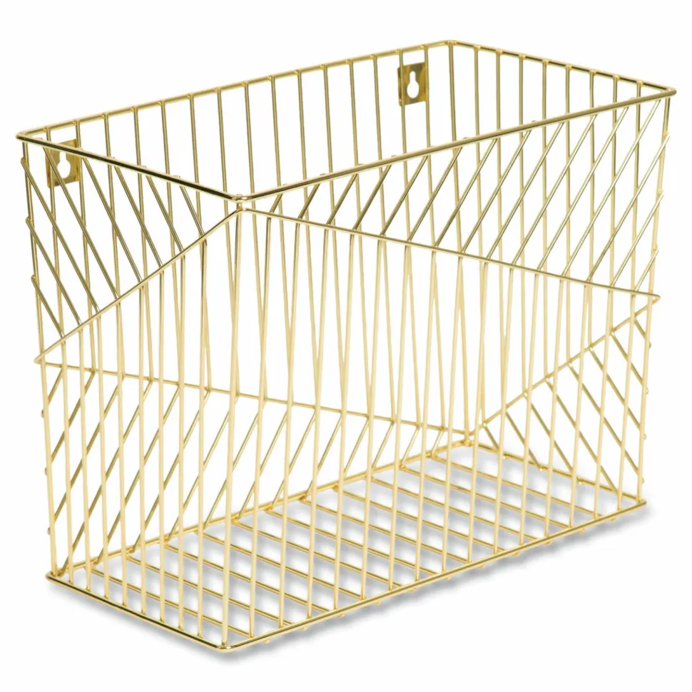 U Brands Vena Hanging File Basket, Letter Size, 6.85" Long, Gold