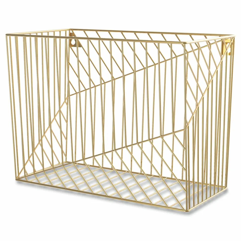 U Brands Vena Hanging File Basket, Letter Size, 6.85" Long, Gold