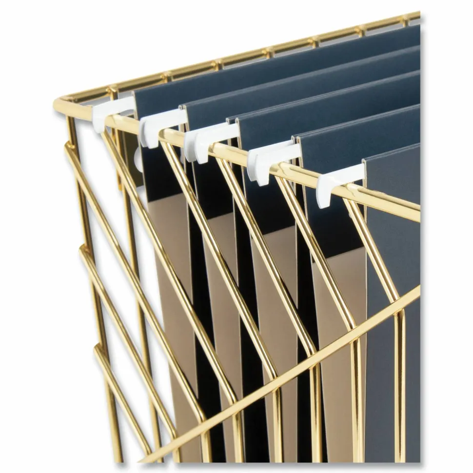 U Brands Vena Hanging File Basket, Letter Size, 6.85" Long, Gold