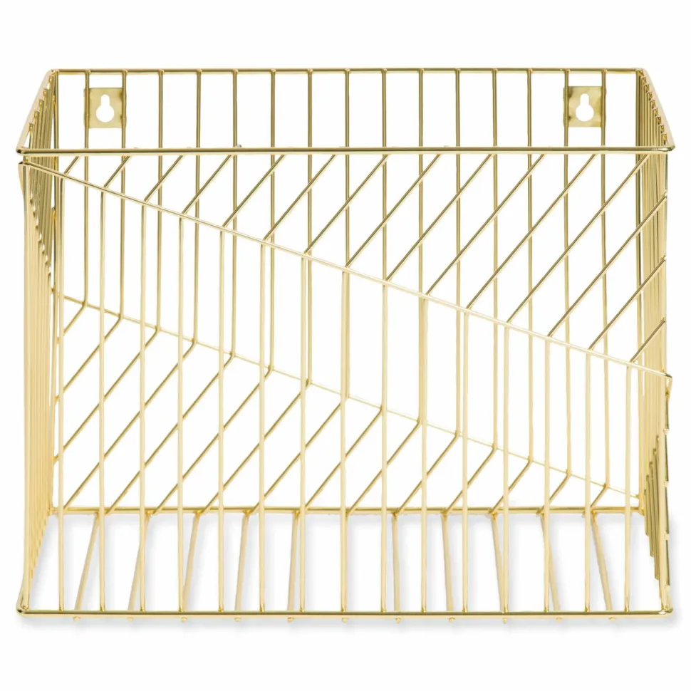 U Brands Vena Hanging File Basket, Letter Size, 6.85" Long, Gold