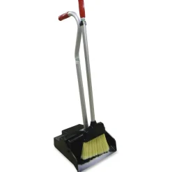 Unger Ergo Dustpan/Broom Combo - Aluminum Handle - Black, Silver, Red - 6 / Carton