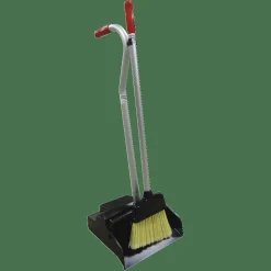 Unger Ergo Dustpan With Broom, Black/Silver/Red
