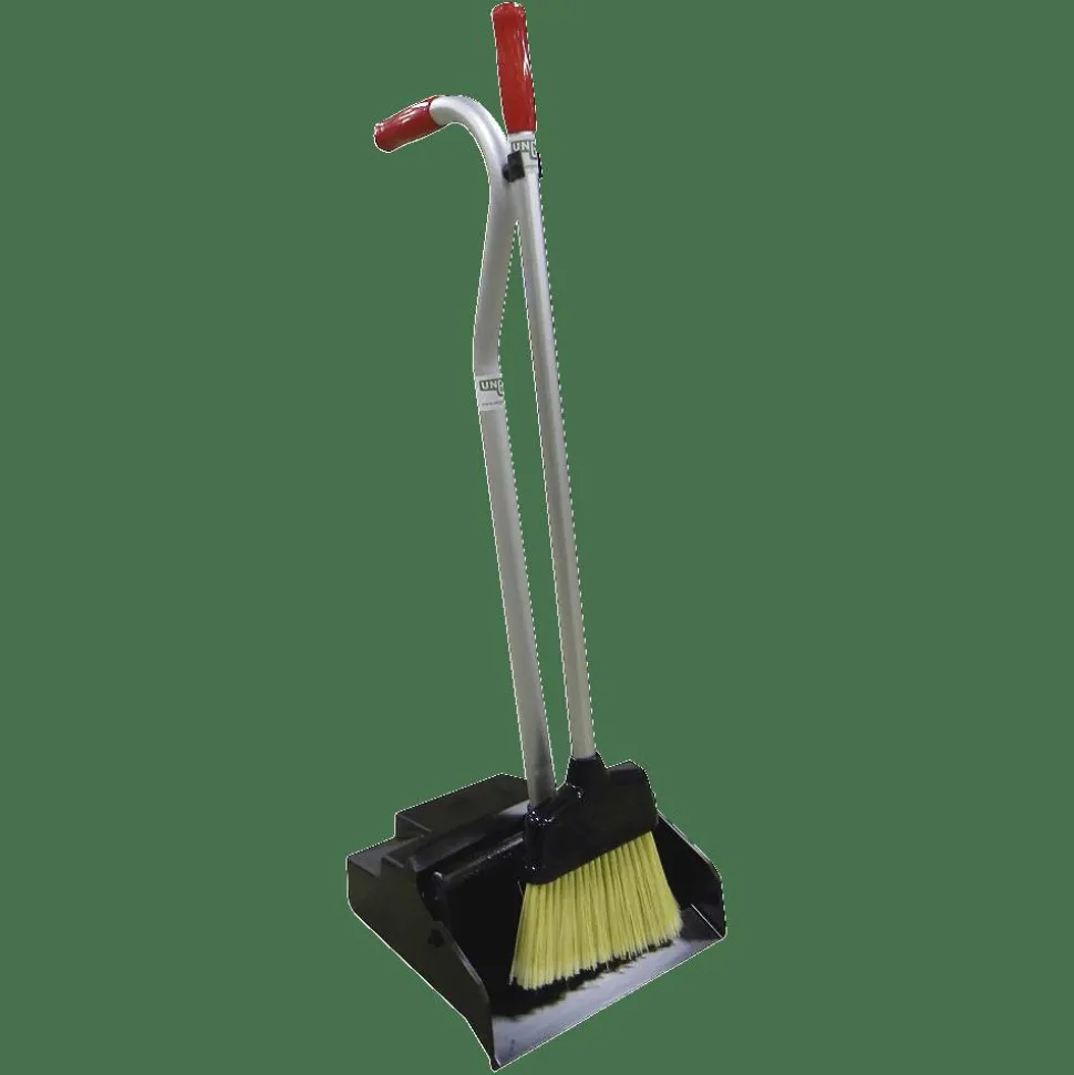 Unger Ergo Dustpan With Broom, Black/Silver/Red