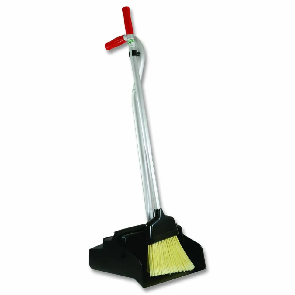 Unger Ergo Dustpan With Broom, Black/Silver/Red
