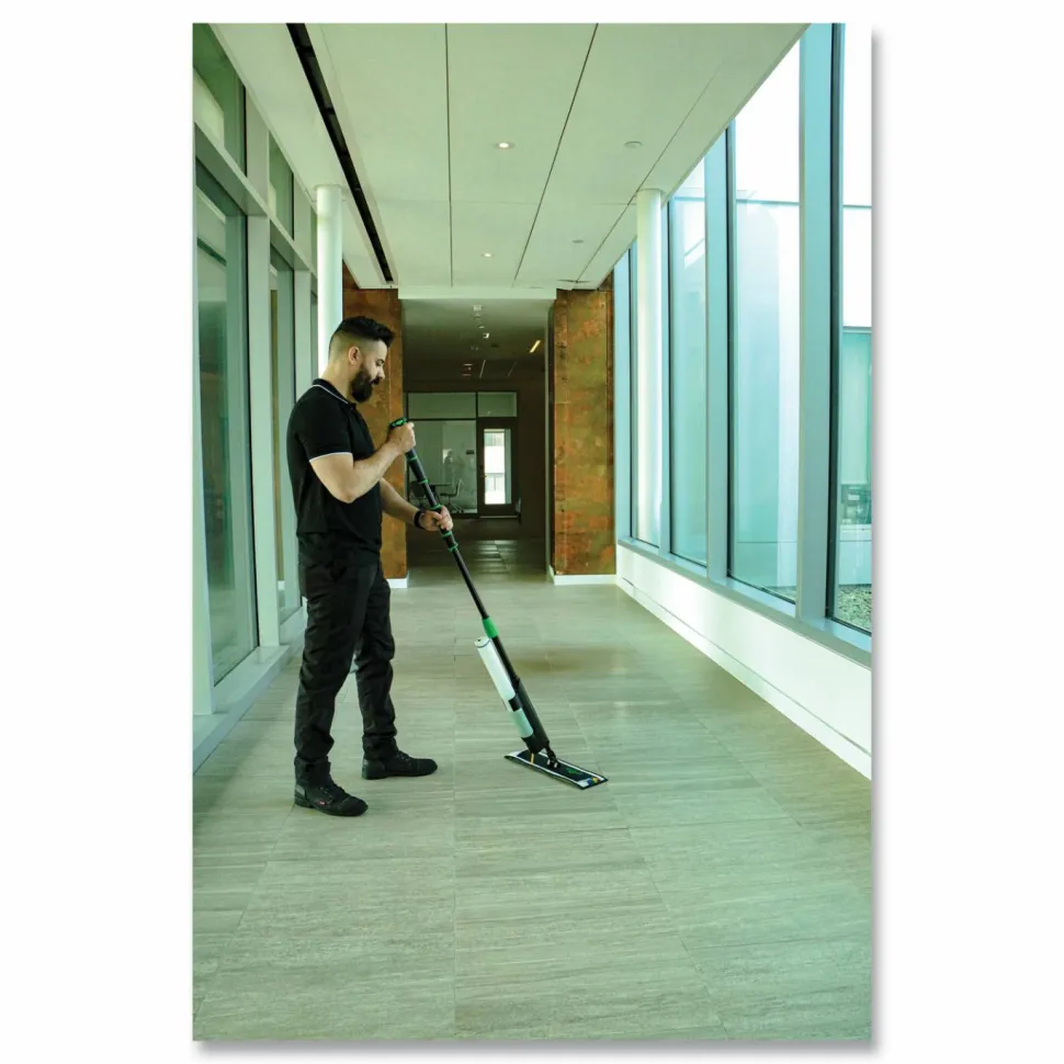 Unger Excella Floor Cleaning Kit, 20" Gray Microfiber Head, 48" to 65" Black/Green Handle