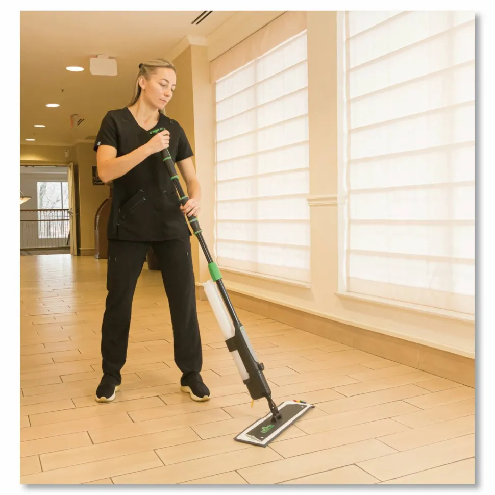 Unger Excella Floor Cleaning Kit, 20" Gray Microfiber Head, 48" to 65" Black/Green Handle