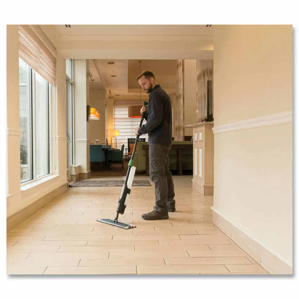 Unger Excella Floor Cleaning Kit, 20" Gray Microfiber Head, 48" to 65" Black/Green Handle