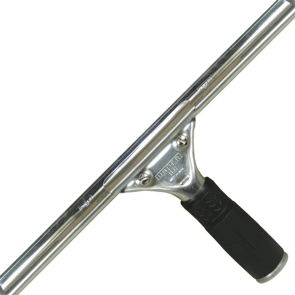 Unger 12" Pro Stainless Steel Complete Squeegee - 12" Blade - Non-slip Grip, Ergonomic - Black, Silver - 10 / Carton