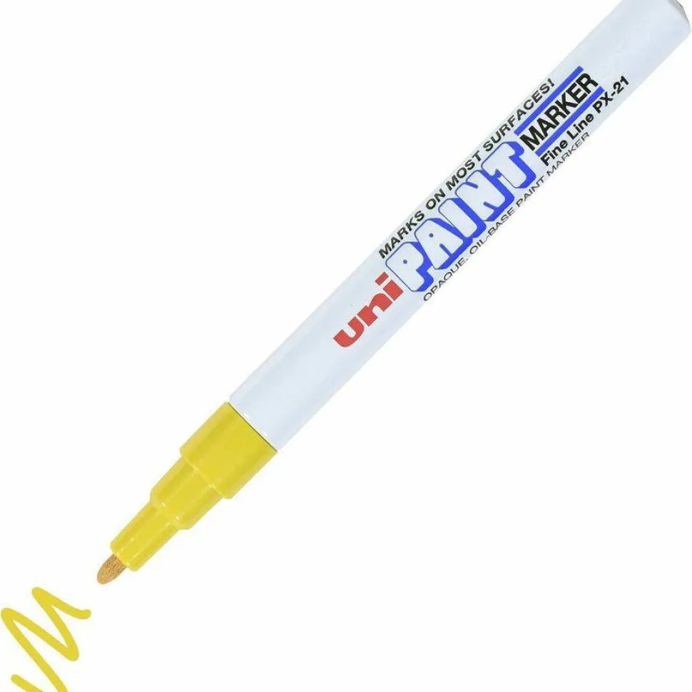 UniBall Oil-Base Fine Line uni Paint Markers - Fine Marker Point - Yellow Oil Based Ink - 1 Each