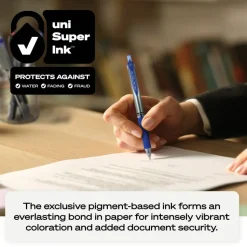uniball Signo Gel Pen, Retractable, Medium 0.7 mm, Black Ink, Silver/Black Barrel, Dozen