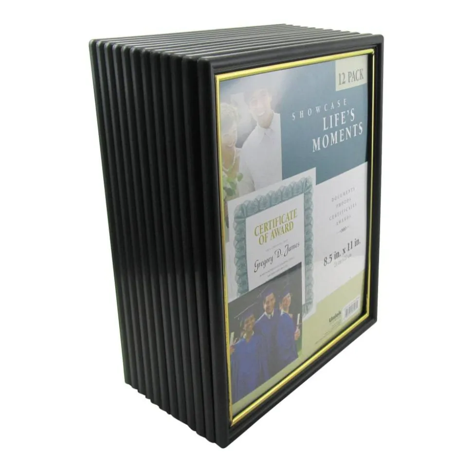 Uniek Corporate Document Frames, 8 1/2" x 11", Black/Gold, Pack Of 12