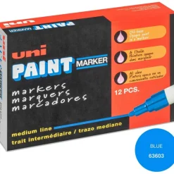 Uni-Paint Markers, Medium Point, Blue, Pack Of 12