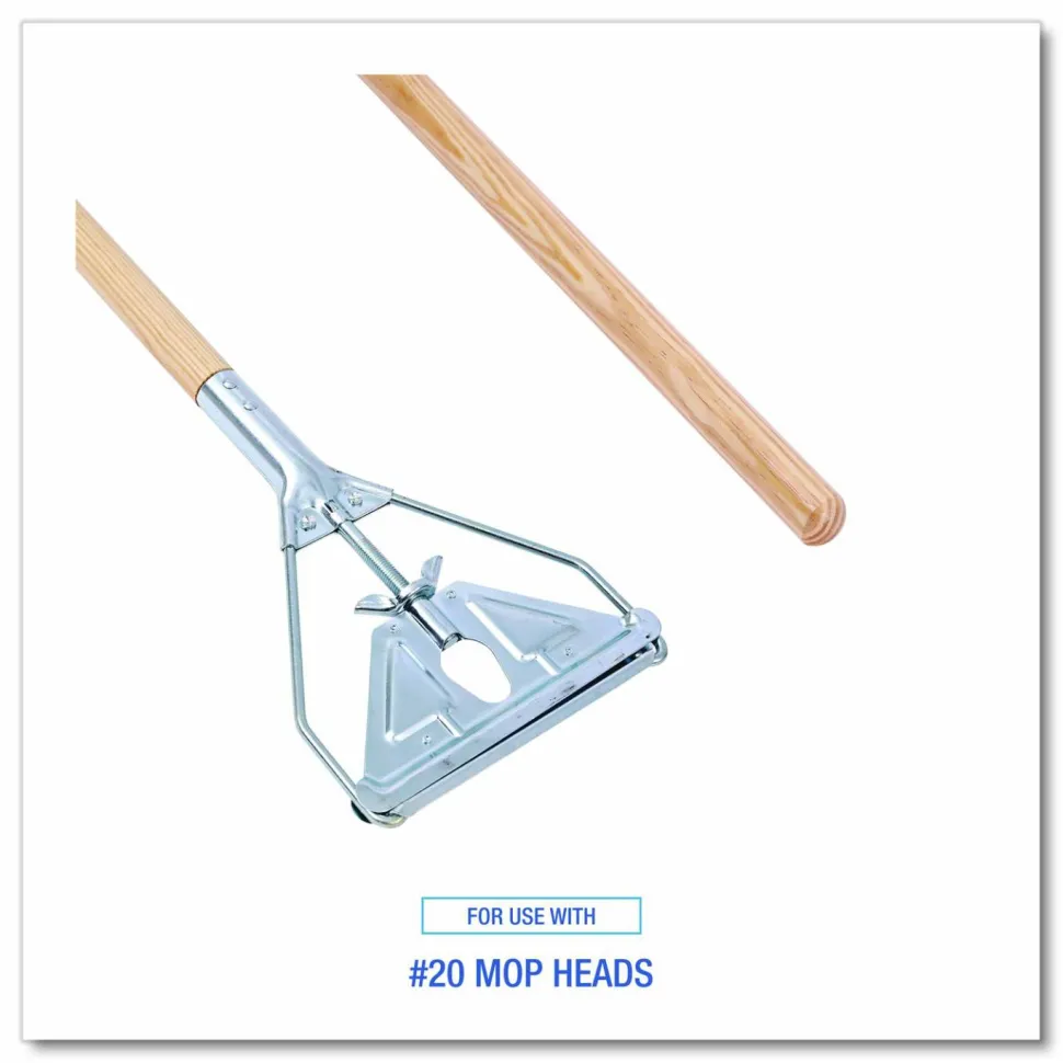 Unisan Wood Quick-Change Mop Handle, 63", 30% Recycled, Natural