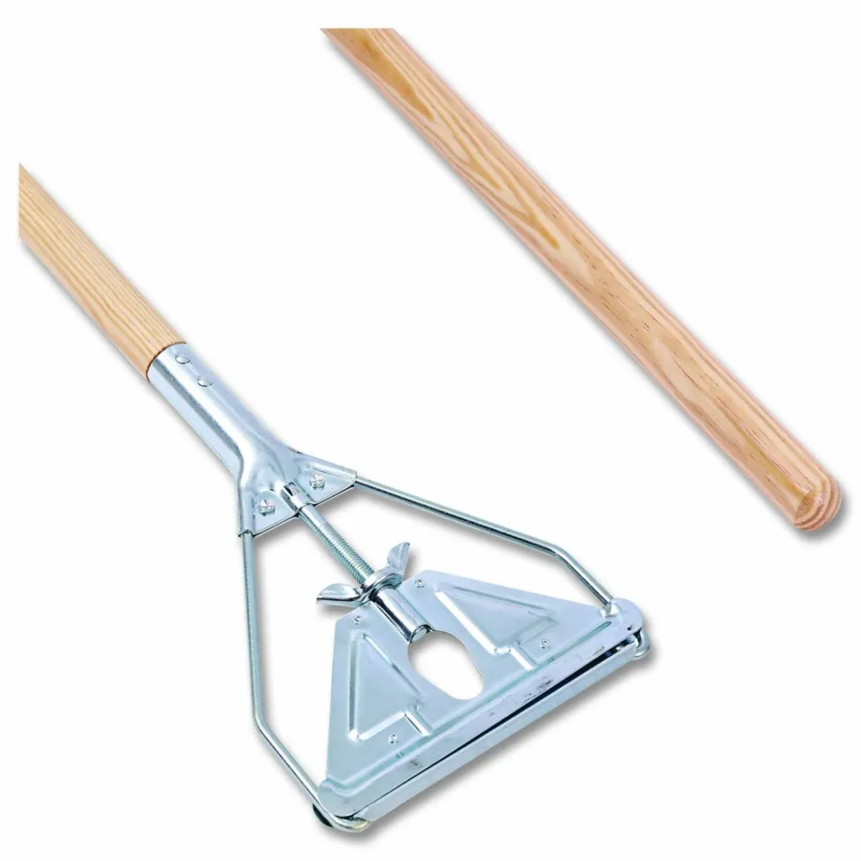 Unisan Wood Quick-Change Mop Handle, 63", 30% Recycled, Natural