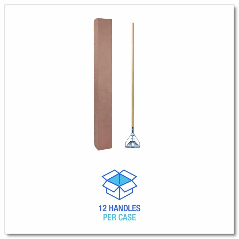 Unisan Wood Quick-Change Mop Handle, 63", 30% Recycled, Natural