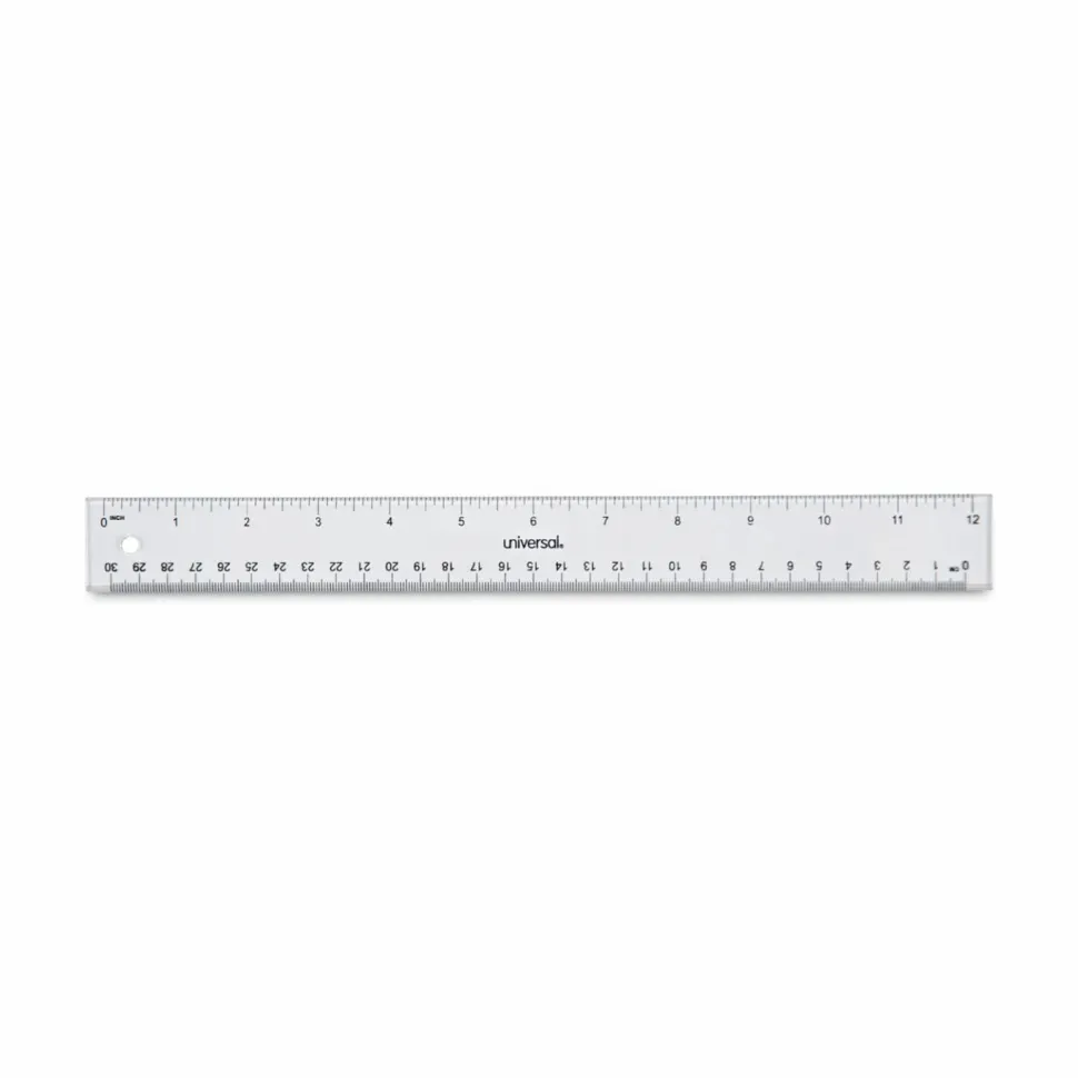 Universal Clear Plastic Ruler, Standard/Metric, 12" Long, Clear
