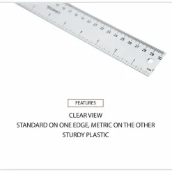 Universal Clear Plastic Ruler, Standard/Metric, 12