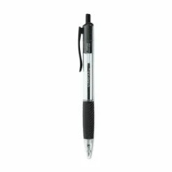 Universal Comfort Grip Ballpoint Pen, Retractable, Medium 1 mm, Black Ink, Clear/Black Barrel, Dozen